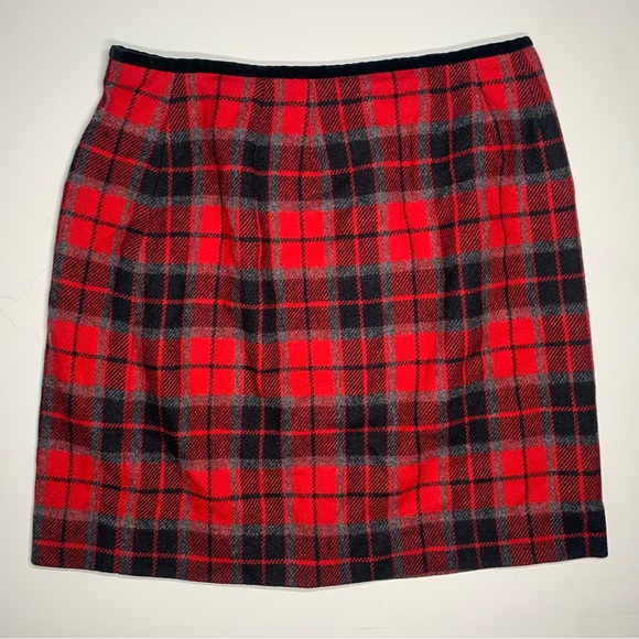 Y2K Red Plaid Mini Skirt Tartan Liz Claiborne Wool Skirt - Picture 8 of 12